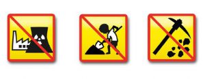 Icons die zeigen, dass nicht in Atomenergie, Kinderarbeit und Kohleabbau investiert wird.