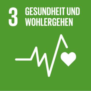 Grafik SDG3 zu sehen: Gesundheit und Wohlergehen