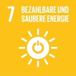 SDG 7-Grafik zu sehen mit Sonne: Saubere Energie