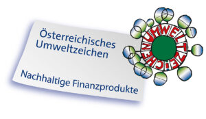 Im Bild ist das Österreichische Umweltzeichen für Nachhaltige Finanzprodukte zu sehen.