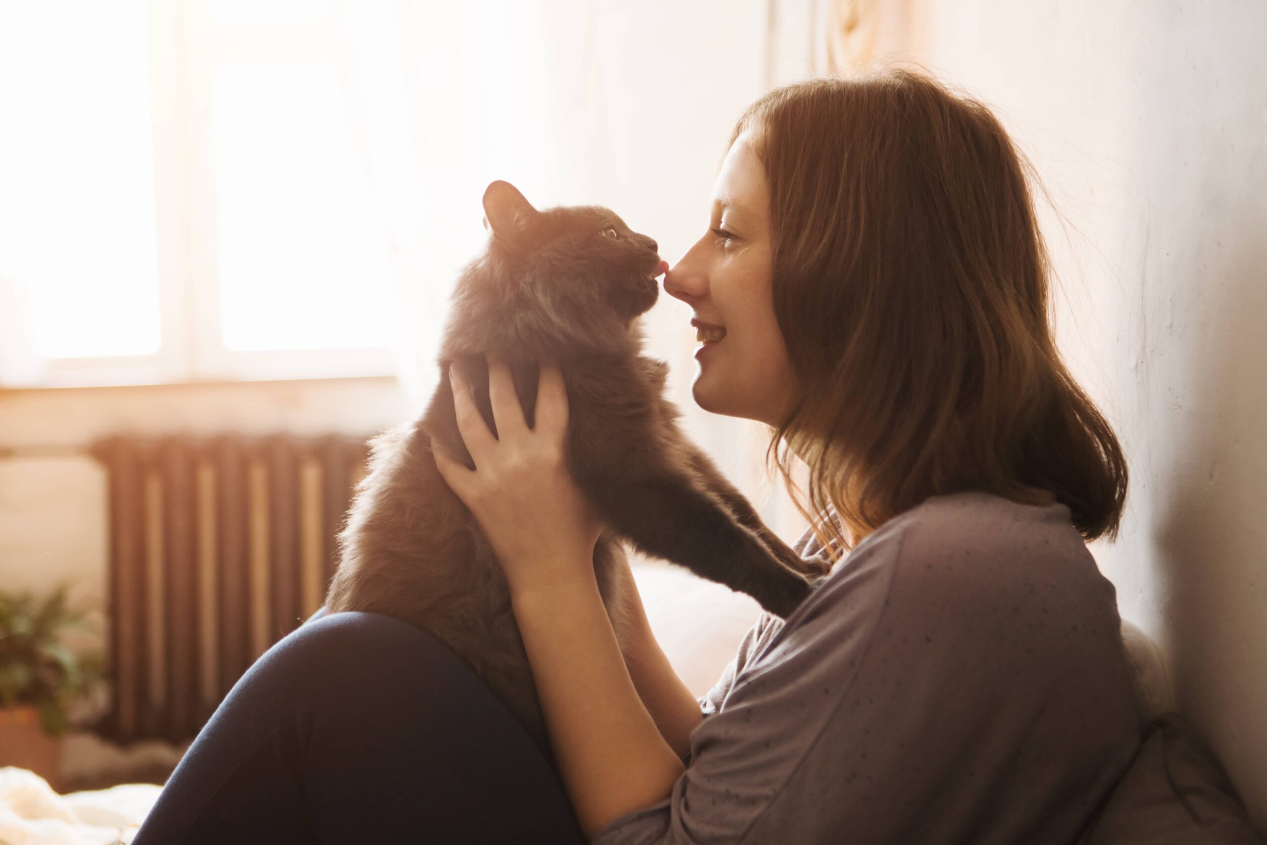 Eine Frau mit Katze möchte vorsorgen und Gutes tun