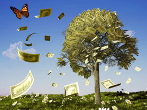 Baum mit Geldscheinen - Vielfalt nutzen am Weg zum Anleger/zur Anlegerin