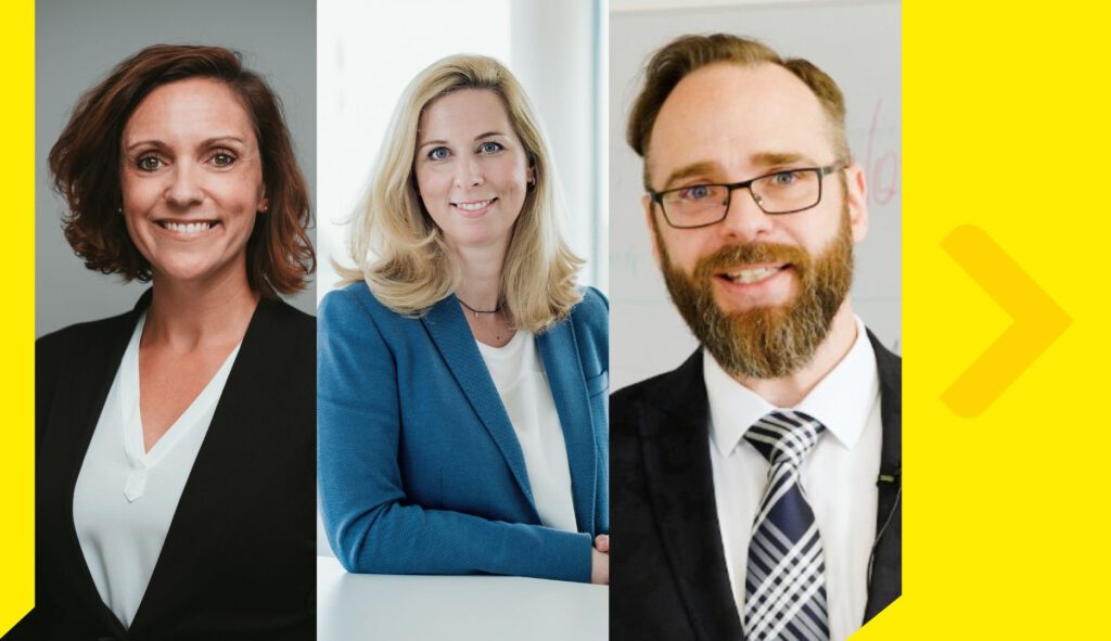 Olivie Prader, Daniela Uhlik-Kliemstein und Martin W. Stamm zu sehen beim Gratis-Webinar für Frauen